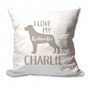 4 Wooden Shoes Personalized I Love My Rottweiler Throw Pillow FWDS1669